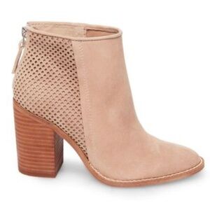 NEW Steve Madden Replay Taupe Suede Almond Toe Block Heel Ankle Boot Bootie